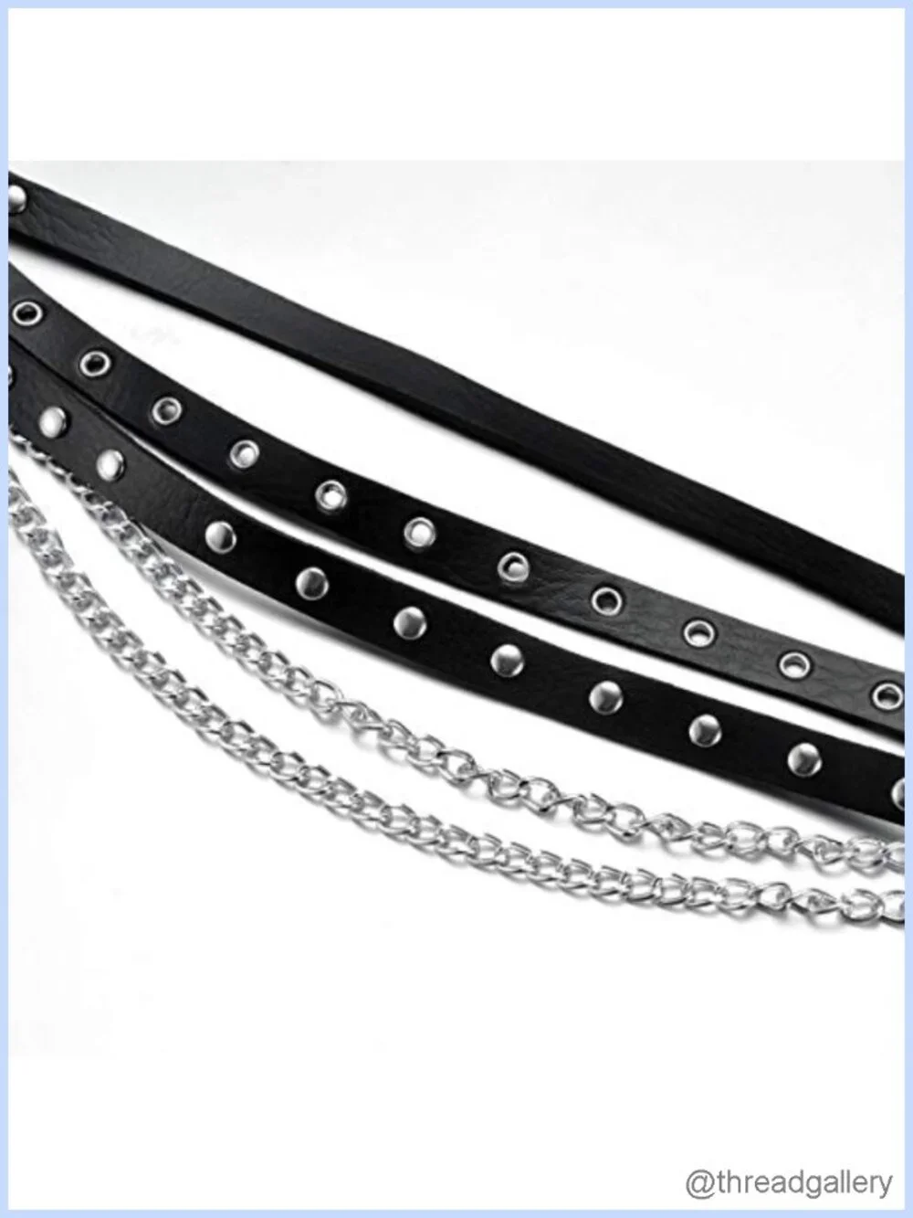 Punk Faux Leather Waist Belt O-Ring Chains Goth Rock Adjustable